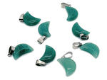 Aventurine moon pendant and earring set featuring green crystal gemstones, ideal for jewelry making and healing accessories.