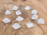 14mm clear quartz pyramid gemstone carving from GemstoneGO, showcasing a transparent, polished pyramid with natural quartz clarity.