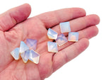 Opalite pyramid gemstone carving, 14mm size, from GemstoneGO, showcasing a smooth, luminous white and blue iridescent finish.