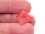 Cherry quartz pyramid gemstone carving, 14mm, from GemstoneGO, showcasing vibrant red crystal pyramid with polished surface.