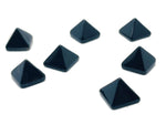 Black Agate pyramid gemstone carving, 14mm size, featuring intricate natural crystal details and smooth polished surface.