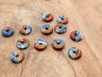 7 Chakra Crystal Donut Pi Stone in 20mm with vibrant rainbow colors, showcasing its polished, circular gemstone design.