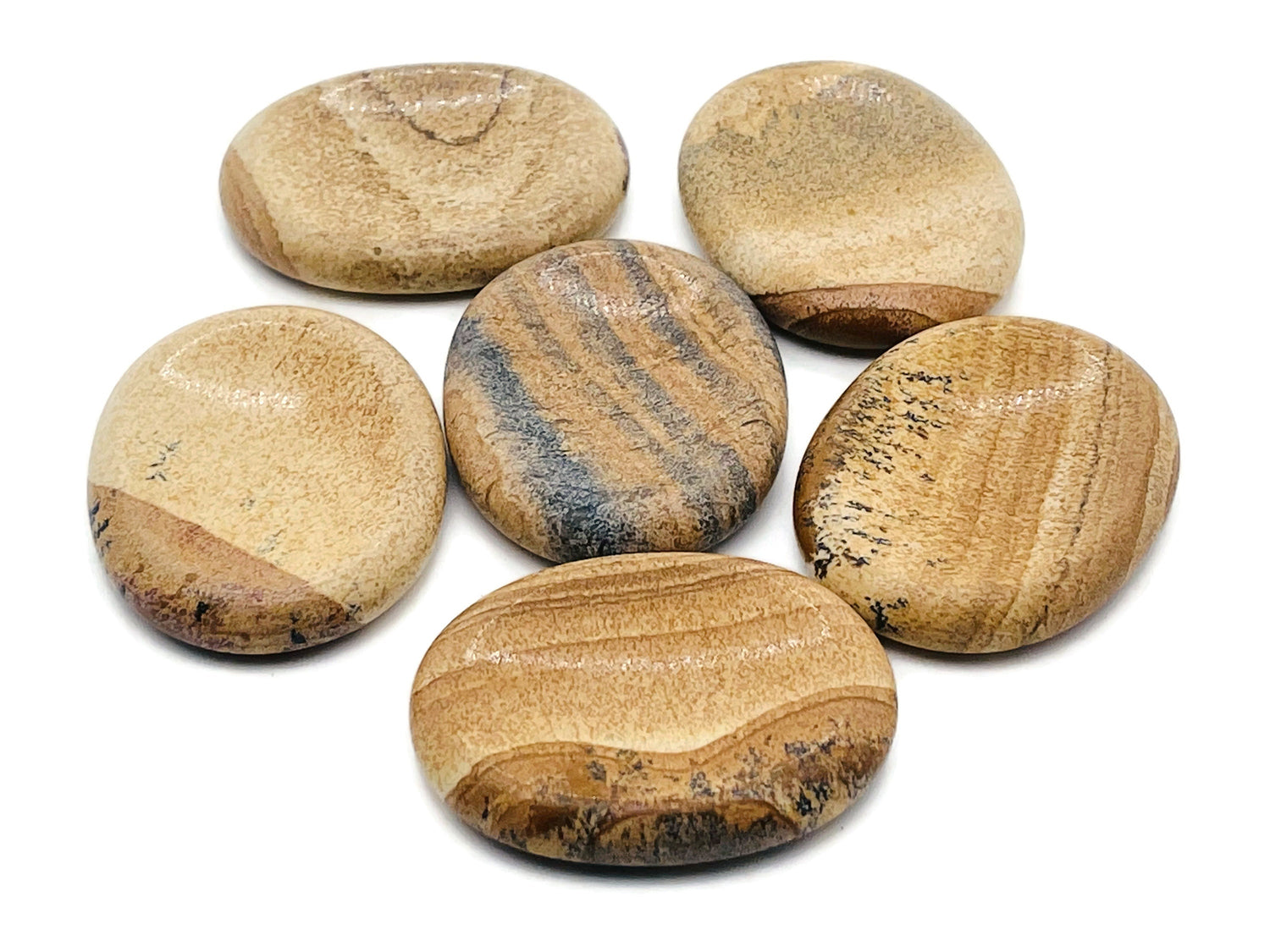 Picture Jasper Worry Stone - Soothing Crystal - 4.5x3.5cm - WO1035