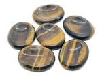 Tiger Eye worry stone from GemstoneGO, 4.5x3.5cm, smooth polished crystal for calming and stress relief.
