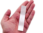 Raw Selenite wand stone from GemstoneGO, 4-12cm, natural stick shape, clear and luminous mineral for energy healing and meditation.