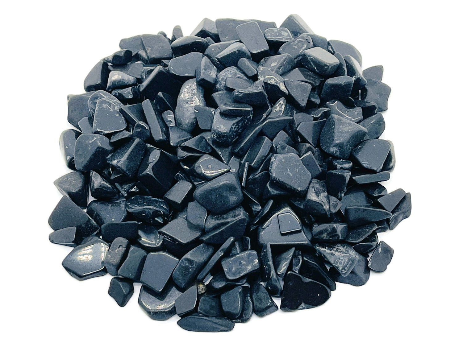 Shungite crystal chips, semi-tumbled stones, 7-12mm, bulk gemstone for healing and energy, by GemstoneGO.