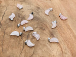 Rose quartz moon crystal pendant from GemstoneGO, featuring a polished pink gemstone in a moon shape for jewelry making.