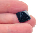 Blue Goldstone pyramid gemstone carving, 14mm, from GemstoneGO, showcasing a smooth, polished pyramid with sparkling gold flecks.