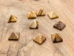 14mm Picture Jasper pyramid gemstone carving by GemstoneGO, showcasing natural earthy tones and detailed pyramid shape.