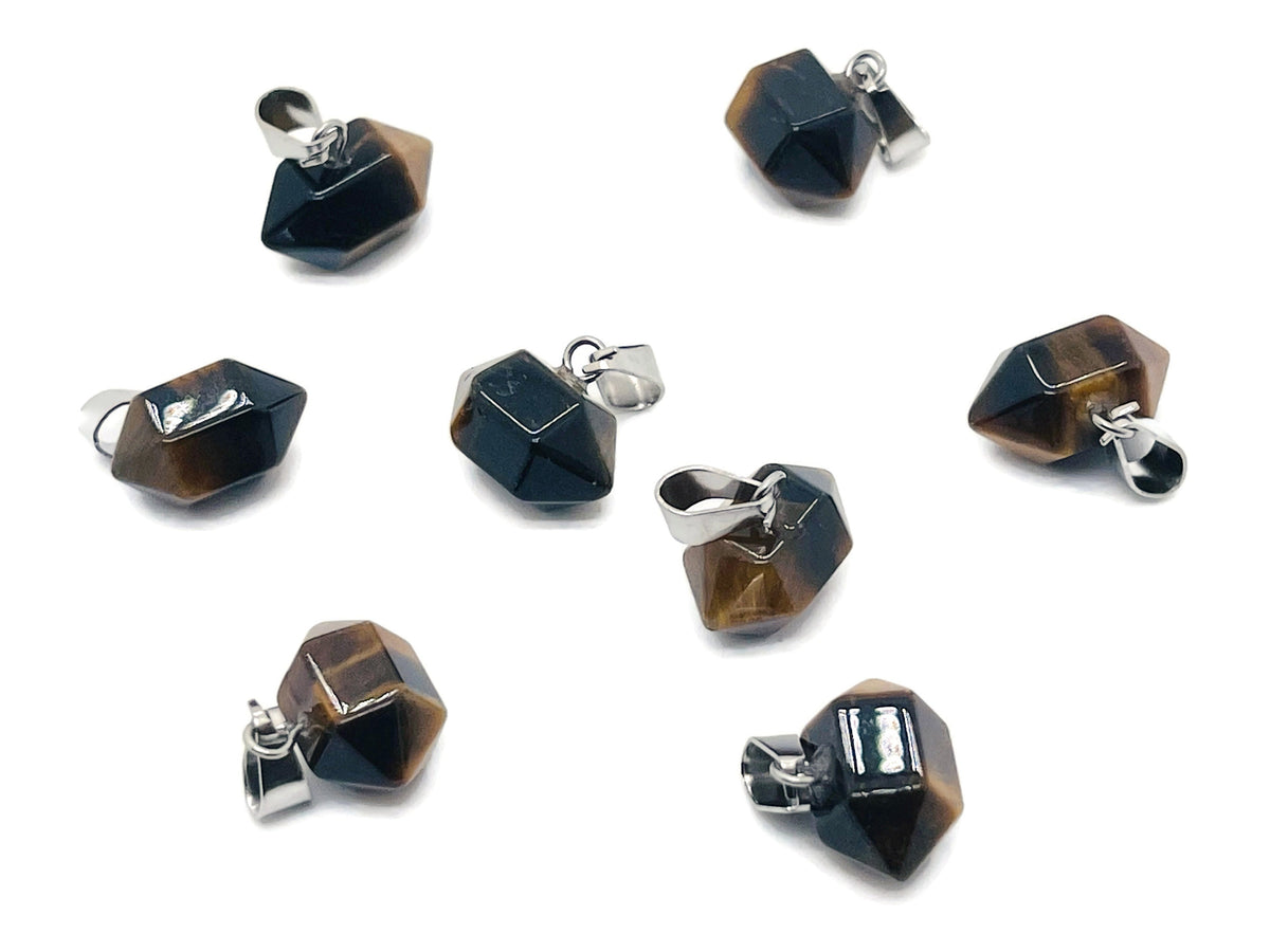 Tiger Eye Point crystal pendant from GemstoneGO, featuring a polished gemstone pendant ideal for jewelry making.