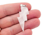 Rose Quartz Lightning Crystal pendant from GemstoneGO featuring a polished pink gemstone with silver accents.