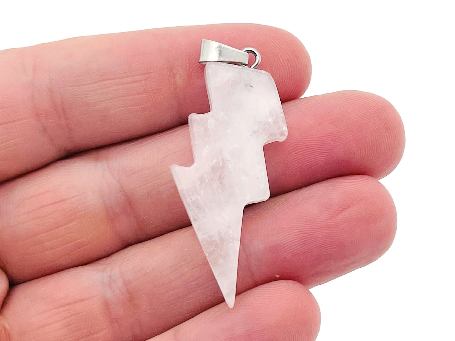 Clear Quartz Lightning Crystal Pendant from GemstoneGO featuring a natural lightning stone gemstone in a polished pendant setting.