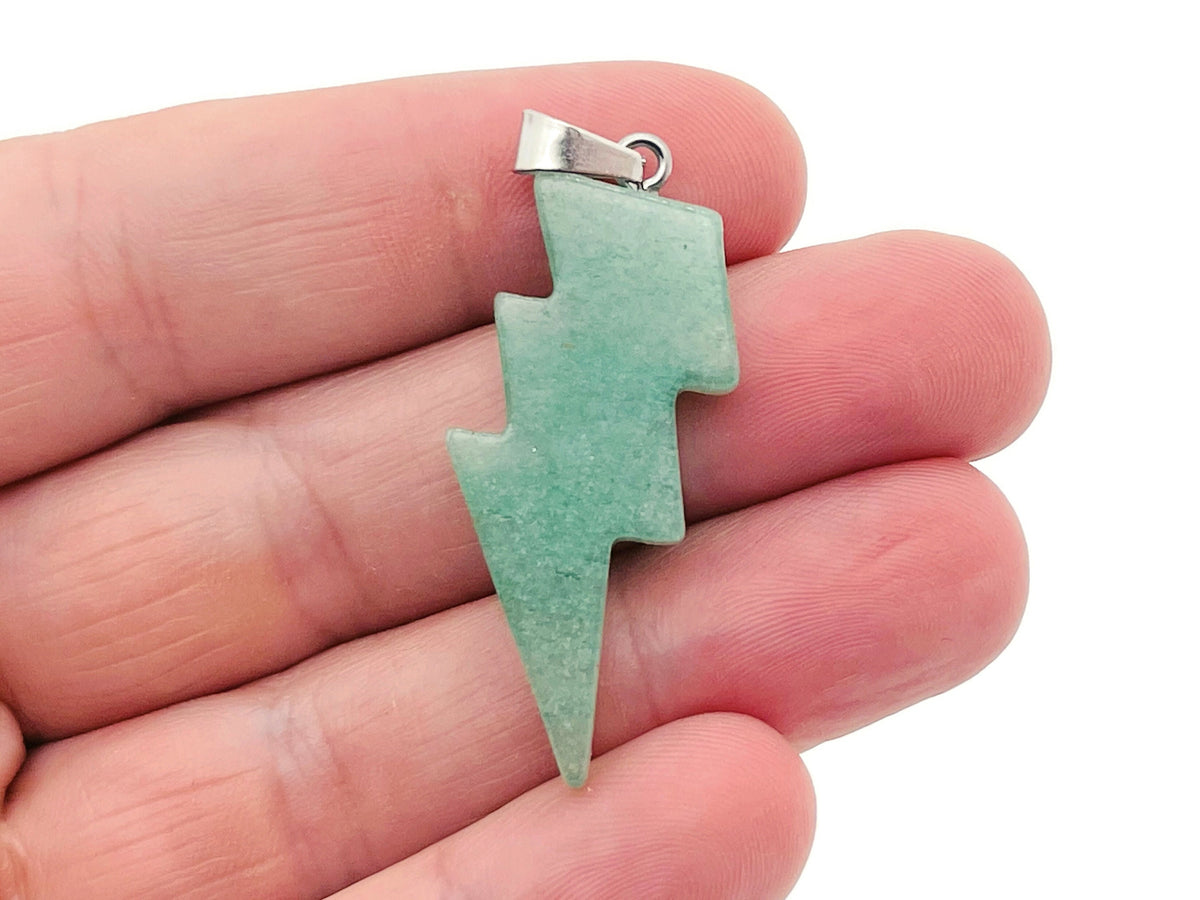 Aventurine Lightning Crystal Pendant featuring a vibrant lightning stone gemstone from GemstoneGO, displayed against a neutral background.