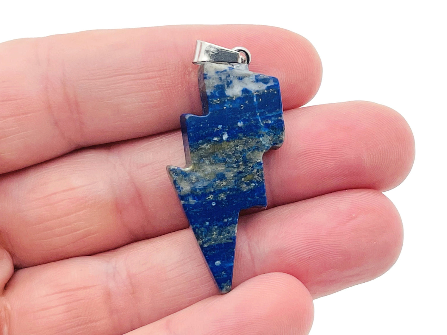 Pendentif éclair en lapis-lazuli - Cristal éclair - Pierre éclair - Sculpture sur cristal - NC1145