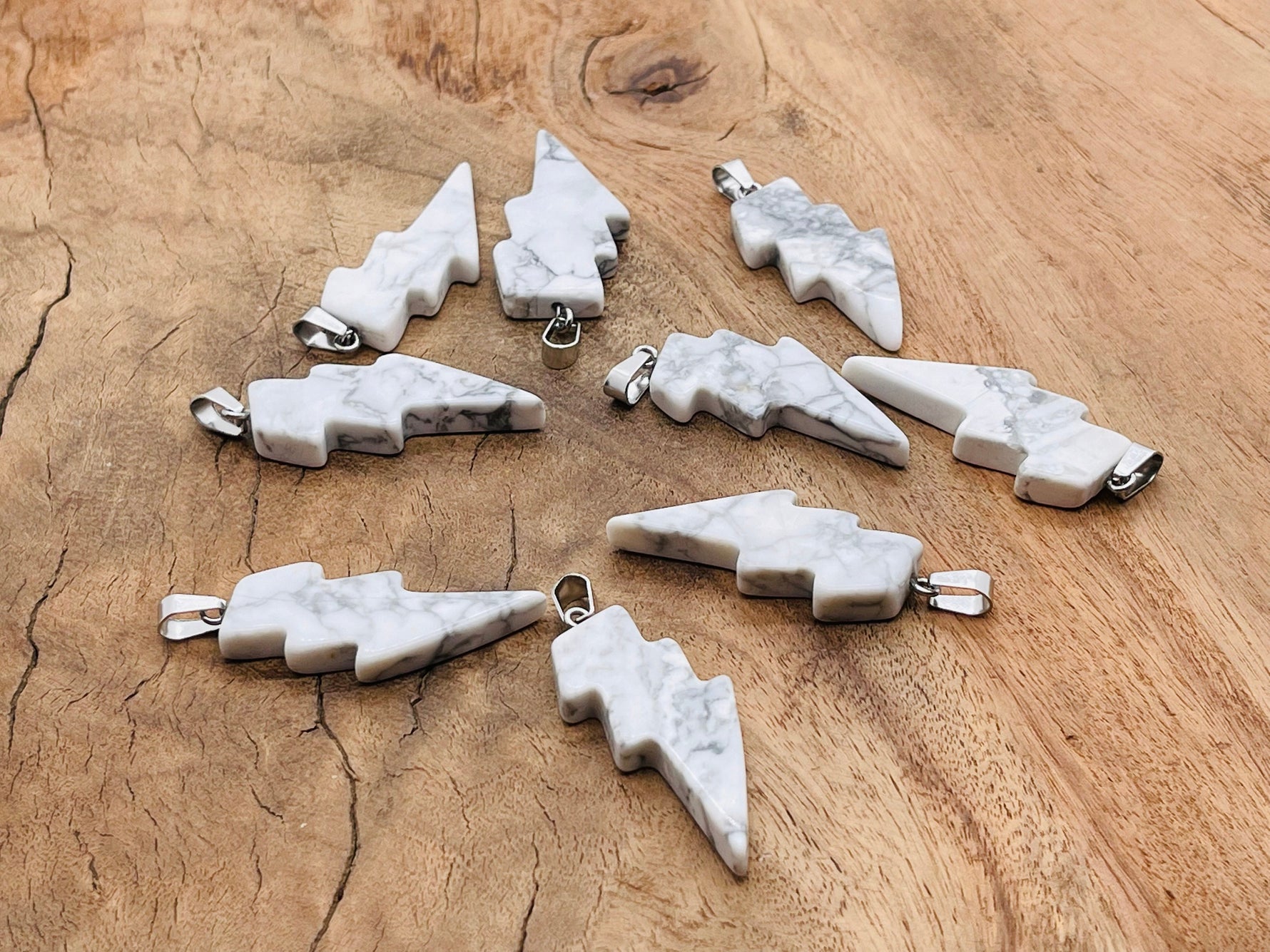 Howlite Lightning Crystal pendant featuring a striking lightning stone design, crafted by GemstoneGO.