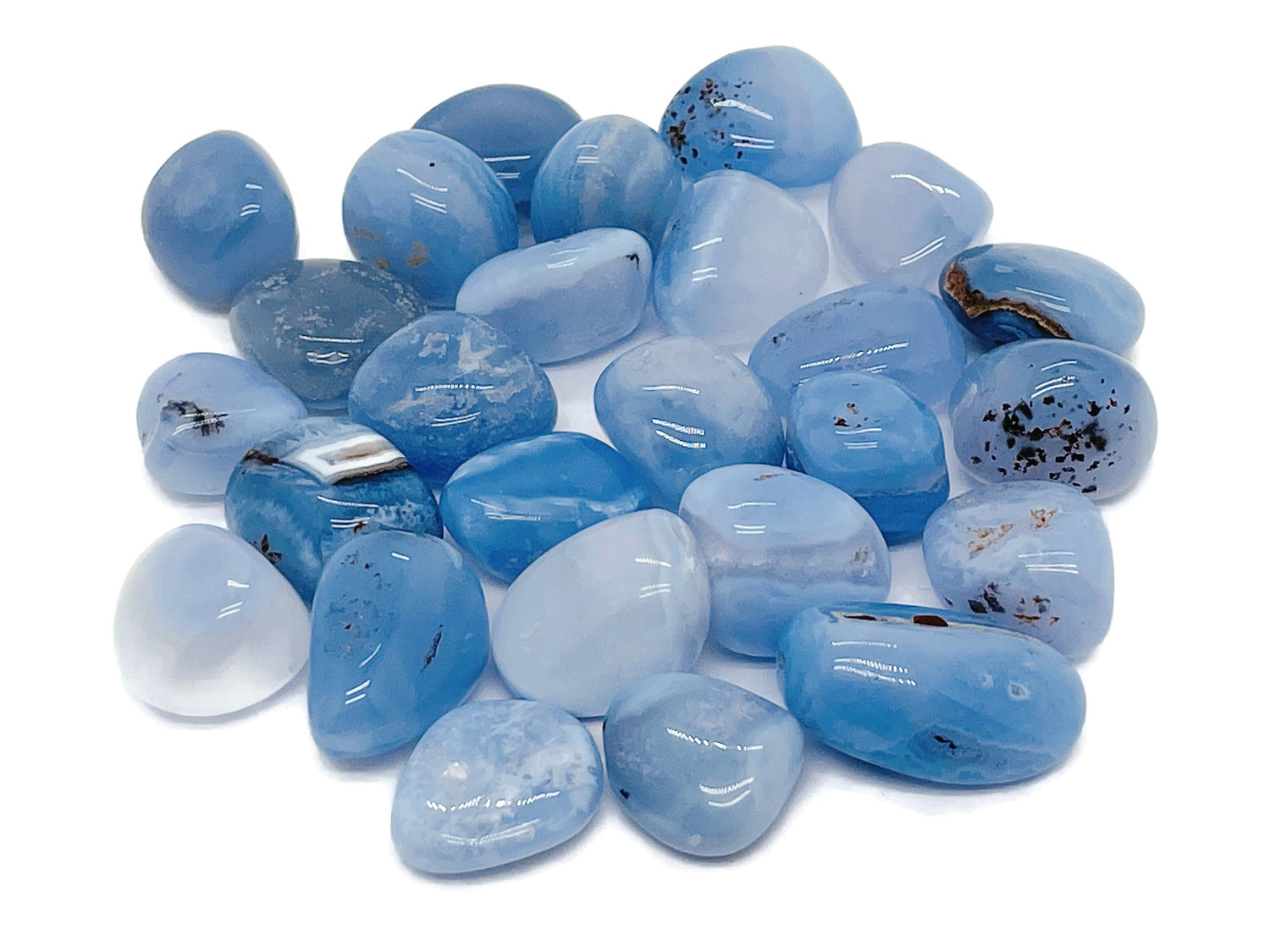 Pierre roulée d'agate dentelle bleue - TU1100