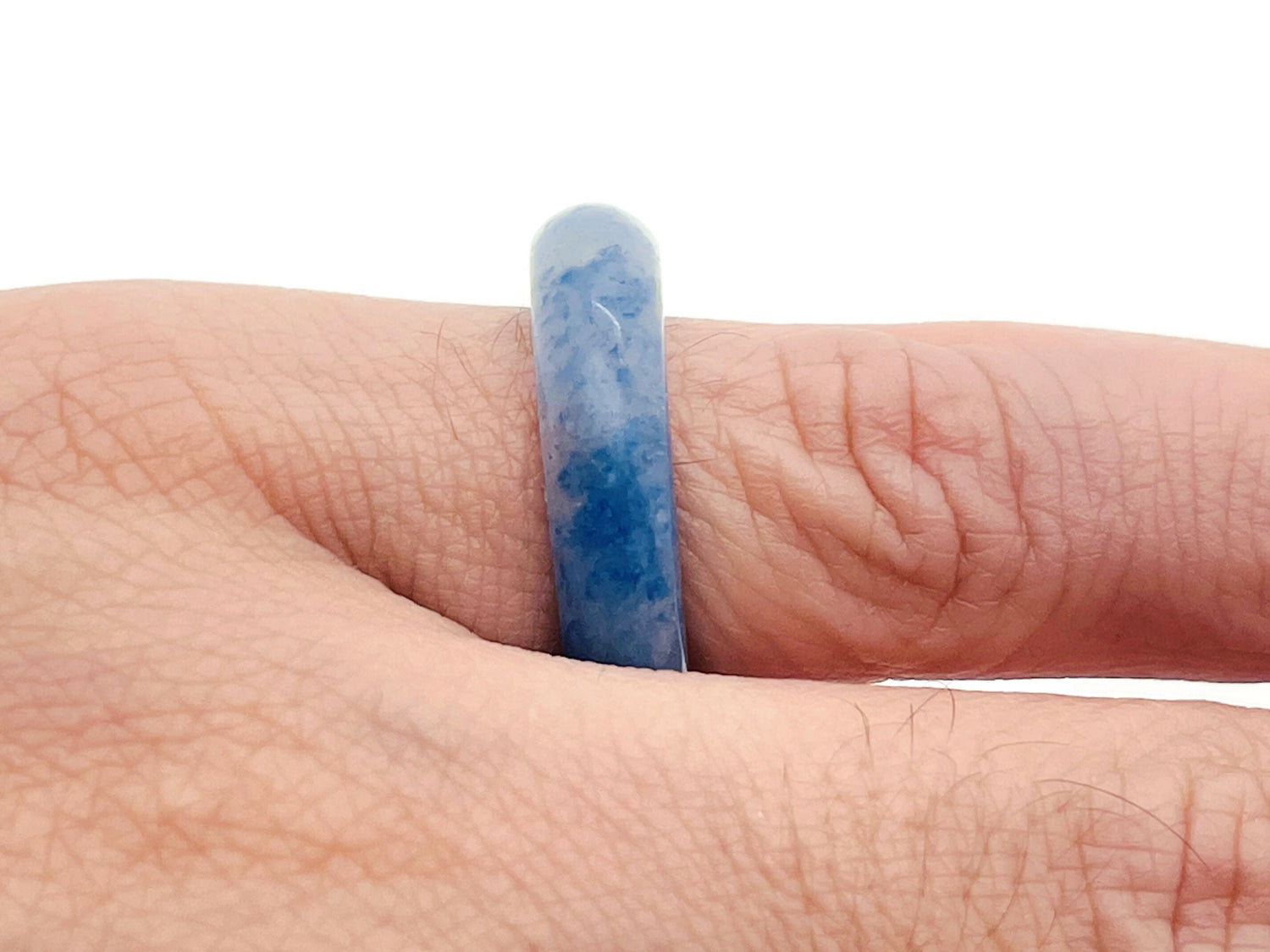Blue aventurine crystal ring by GemstoneGO featuring a polished blue aventurine gemstone set in a sleek band.