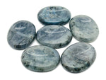 Labradorite worry stone from GemstoneGO, 4.5x3.5cm soothing crystal with iridescent blue and gray hues, smooth polished surface.