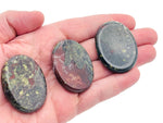 Dragon Blood Jasper worry stone with smooth polished surface, measuring 4.5x3.5cm, from GemstoneGO.