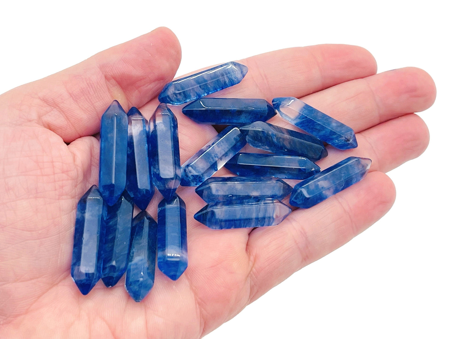 Punta tallada terminada de cuarzo azul - 33mm -PO1001