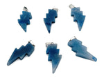 Blue aventurine lightning crystal pendant from GemstoneGO featuring a striking lightning stone design on a silver chain.