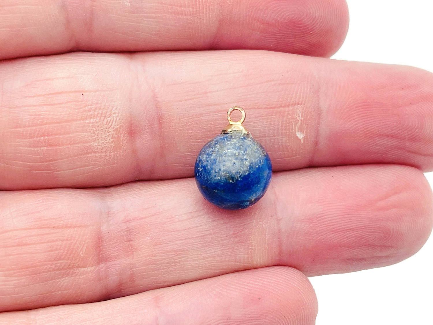 Perles de lapis-lazuli en boule - Boucles d'oreilles en perles de cristal - Pendentif en perles de cristal - Sculpture sur cristal - NC1167