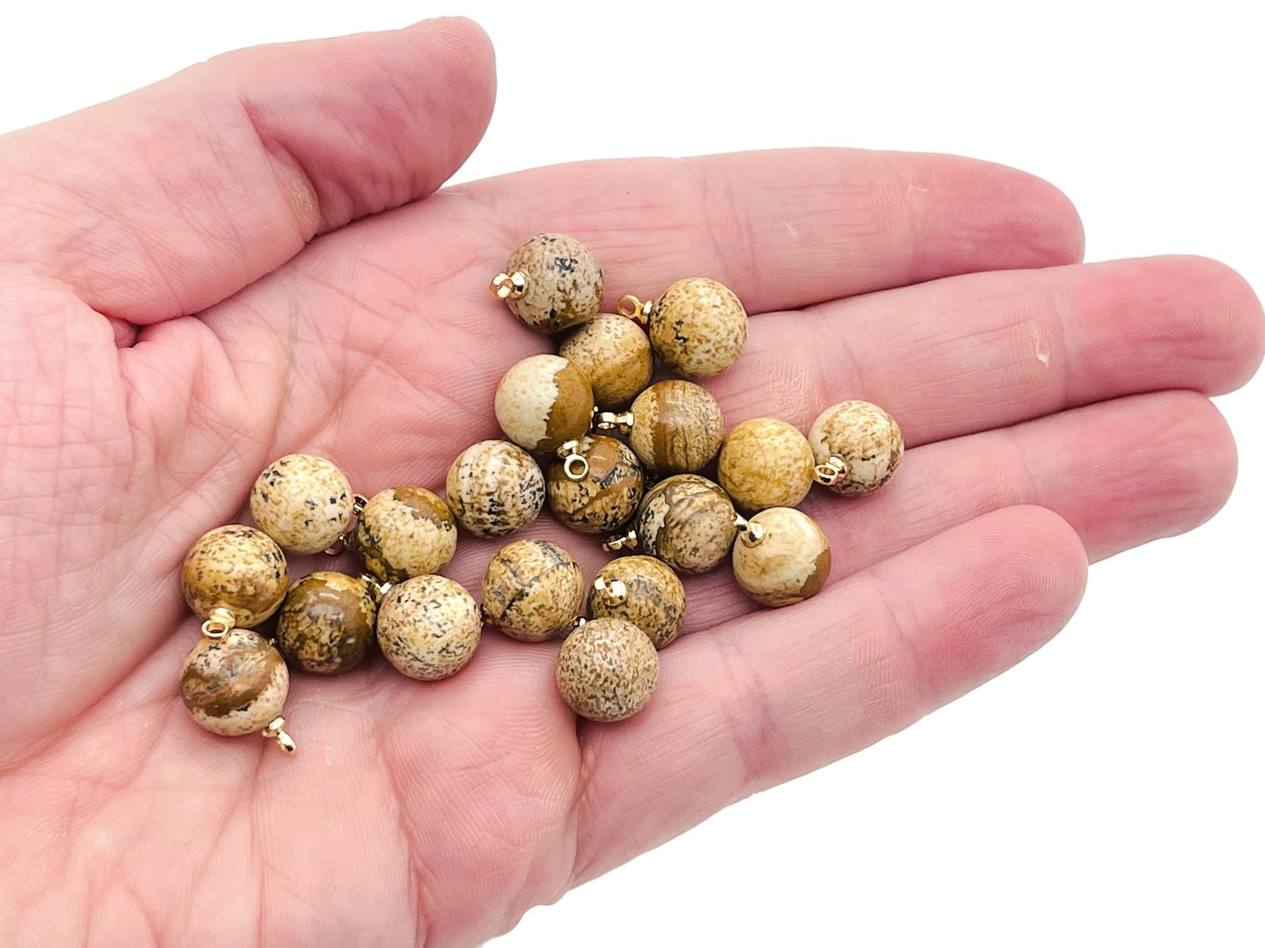 Picture Jasper ball beads with crystal pendant, showcasing natural gemstone jewelry design by GemstoneGO