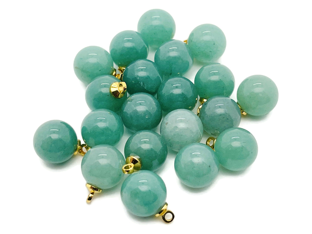 Aventurine ball beads crystal pendant from GemstoneGO, featuring polished green gemstone jewelry stone with a silver bail.