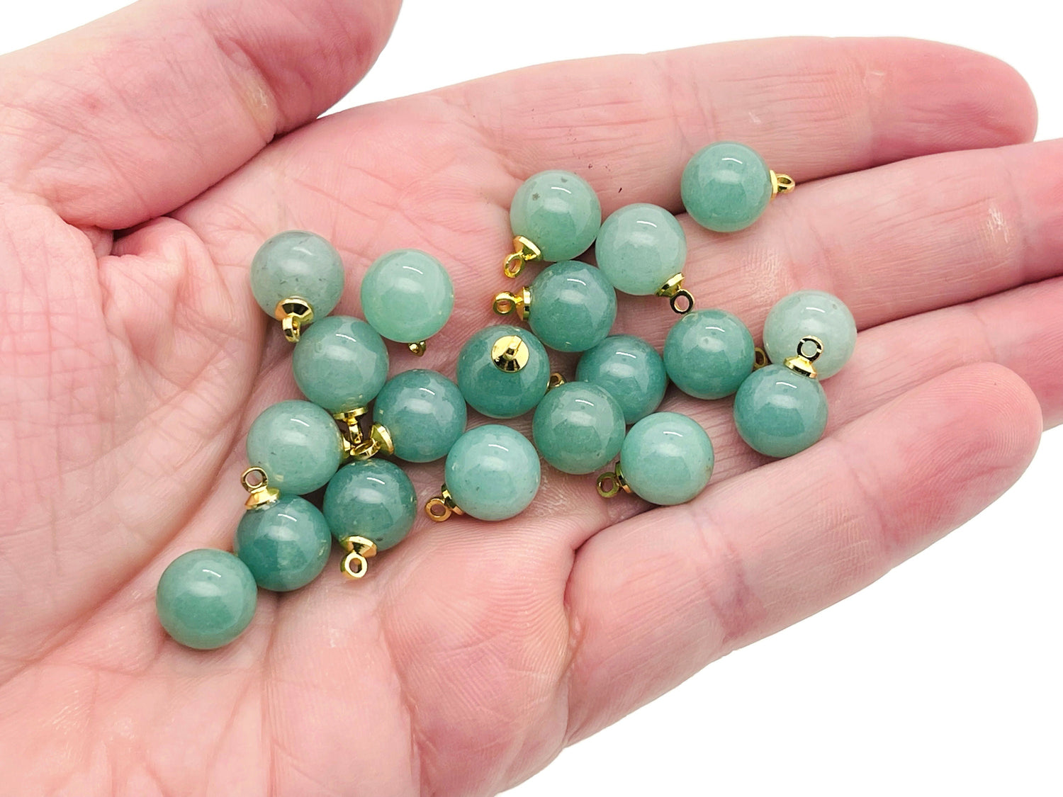 Aventurine ball beads crystal pendant featuring smooth green gemstone beads from GemstoneGO, ideal for jewelry making.