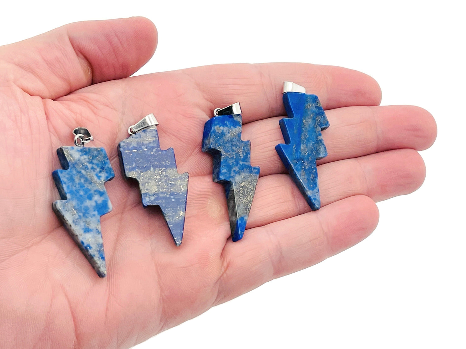 Pendentif éclair en lapis-lazuli - Cristal éclair - Pierre éclair - Sculpture sur cristal - NC1145