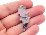 Rhodonite Lightning Crystal pendant with vibrant pink and black stone, featuring a natural lightning pattern, from GemstoneGO.