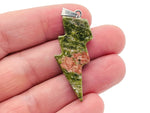 Unakite lightning crystal pendant from GemstoneGO featuring a vibrant lightning stone gemstone on a silver chain.