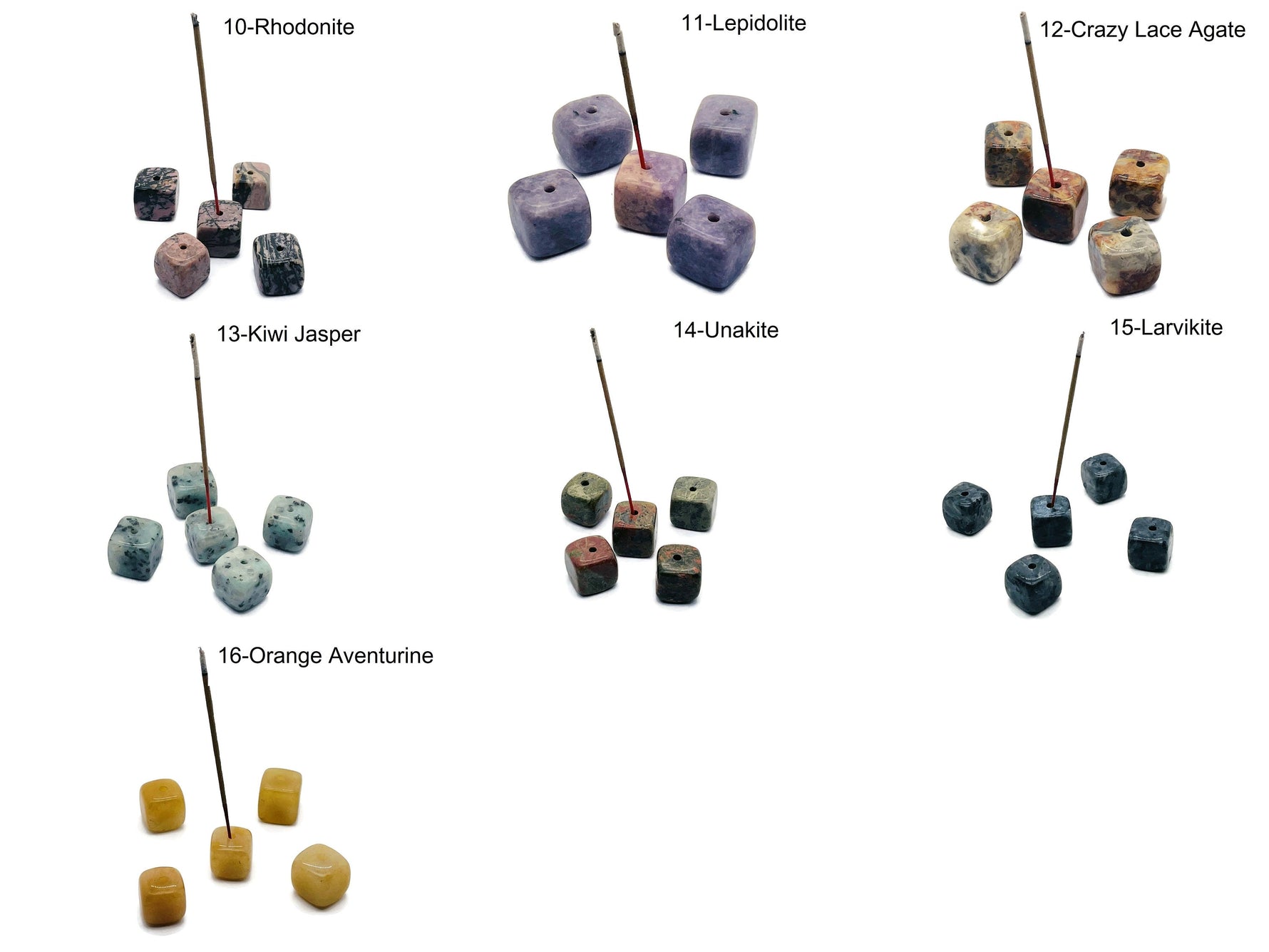 Handmade crystal stone incense holder with carved design, designed for holding incense sticks, made from healing gemstone material.