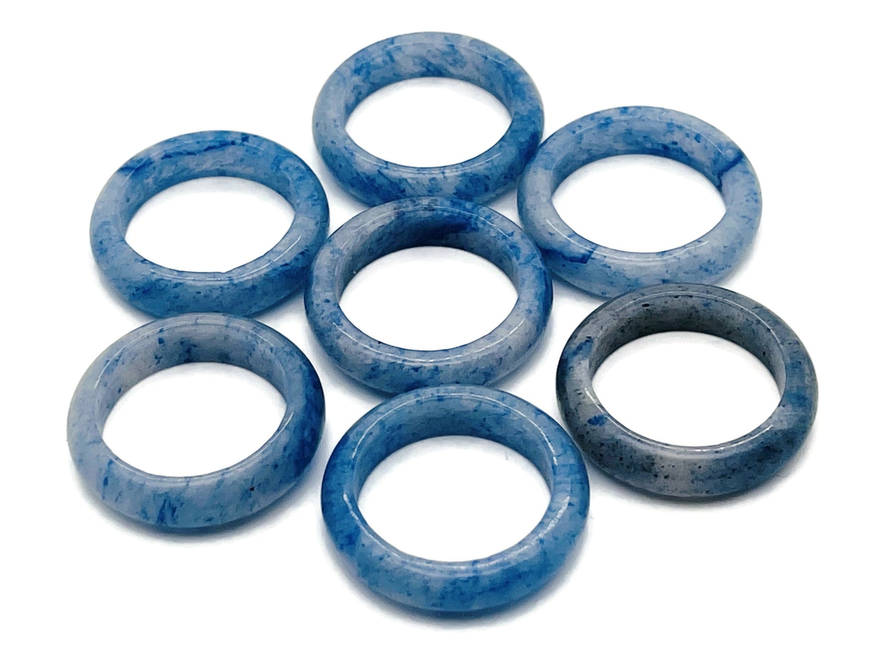 Blue aventurine crystal ring by GemstoneGO featuring a polished blue aventurine gemstone set in a silver band.