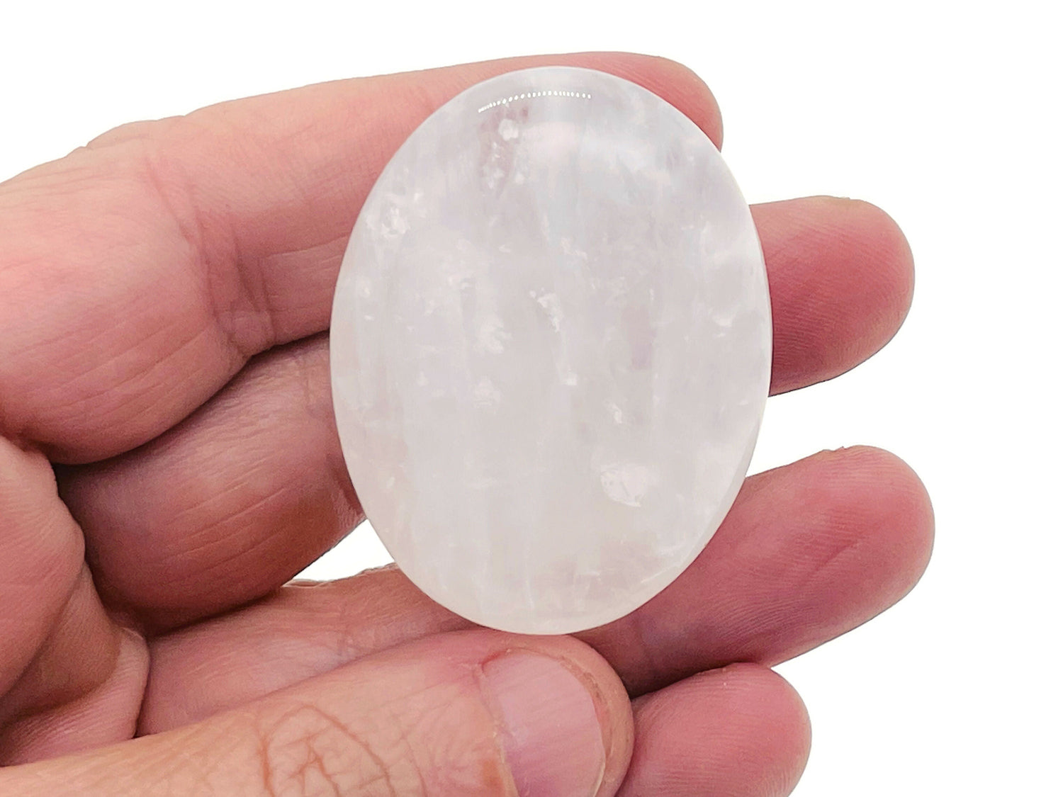 Clear Quartz Palm Gemstone - Spa Stone - 45x35mm - PA1034