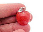 Cherry Quartz Apple Crystal Pendant by GemstoneGO featuring a mini cherry-red quartz apple-shaped gemstone on a silver chain.