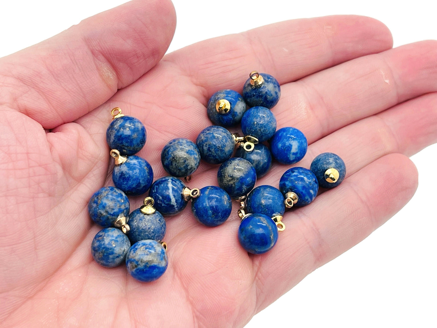 Perles de lapis-lazuli en boule - Boucles d'oreilles en perles de cristal - Pendentif en perles de cristal - Sculpture sur cristal - NC1167