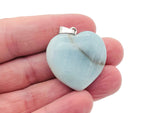 Amazonite heart crystal pendant by GemstoneGO, featuring a polished reiki gemstone with a silver bail for jewelry.