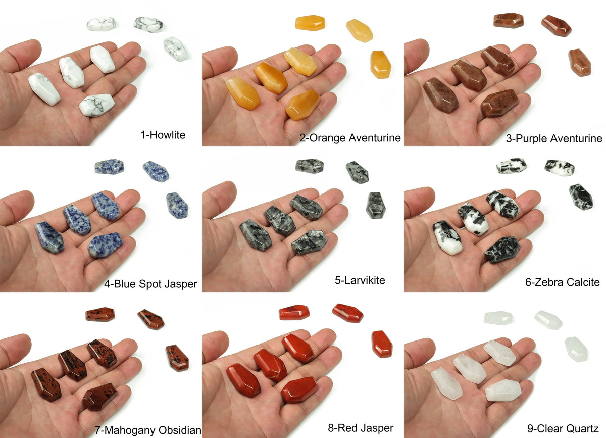 Handmade 30mm crystal coffin healing gemstone carving with mixed gemstones by GemstoneGO, showcasing intricate crystal craftsmanship.