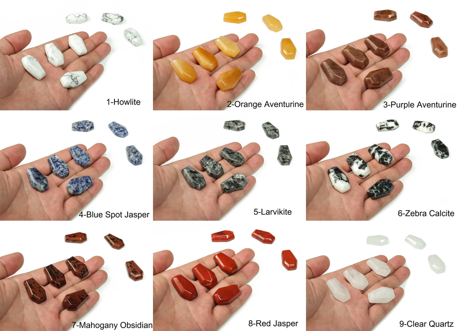 Handmade 30mm crystal coffin healing gemstone carving with mixed gemstones by GemstoneGO, showcasing intricate crystal craftsmanship.
