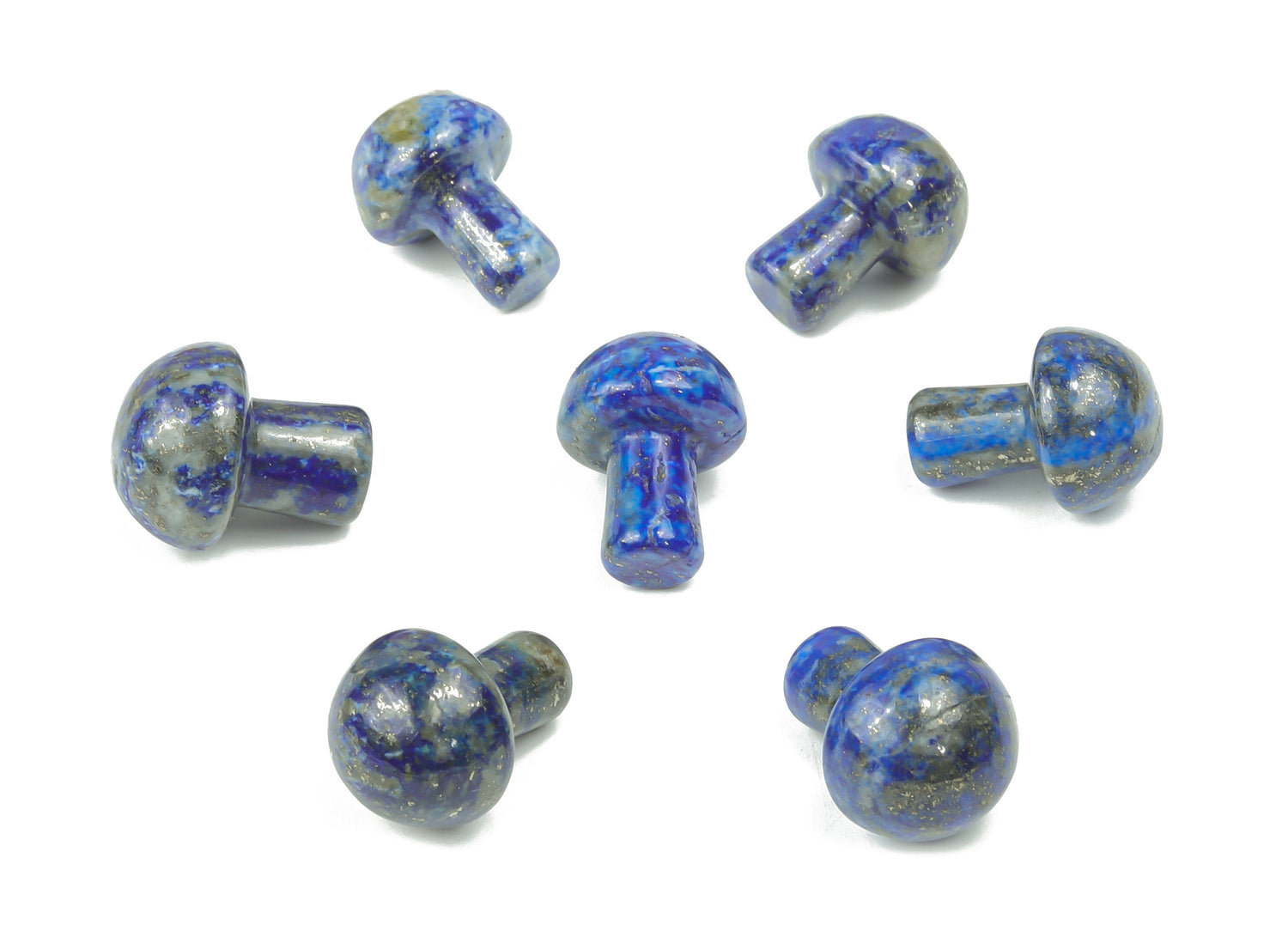 Pierre précieuse en lapis-lazuli en forme de champignon ?€? Champignon sculpté à la main - Cristal Reiki - Cristaux de guérison - Champignon bleu - 2 cm ?€? MU1008