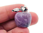 Lepidolite apple-shaped crystal pendant from GemstoneGO featuring a mini crystal design, showcasing purple-lead coloration.