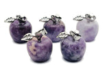 Lepidolite apple-shaped crystal pendant from GemstoneGO, featuring a mini gemstone pendant with purple and pink hues.