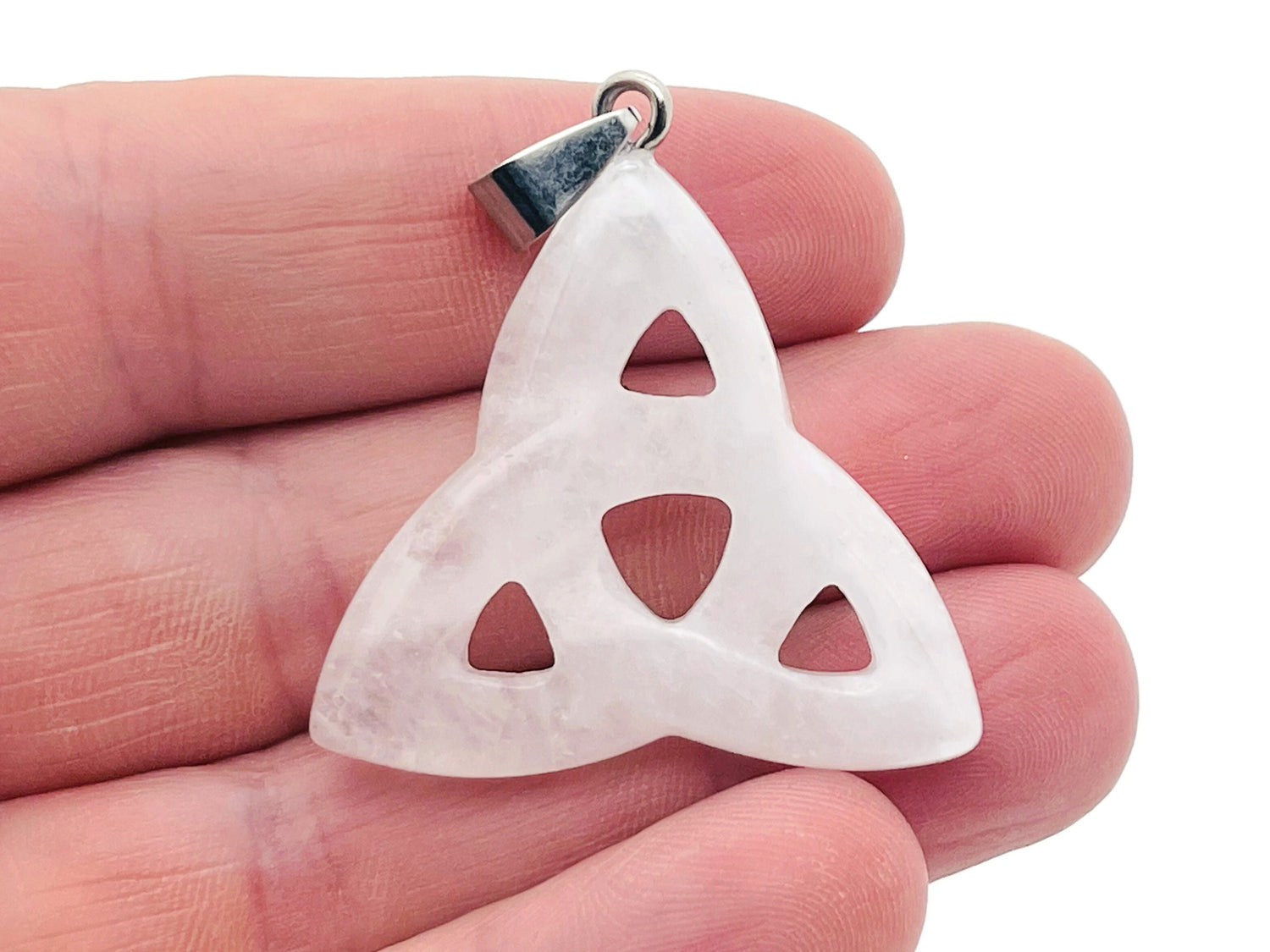 Clear Quartz Celtic Knot Crystal Pendant - Trinity Crystals - NC1855