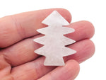 Handmade clear quartz pine tree carving gemstone, detailed tree sculpture on a smooth stone from GemstoneGO.