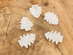 Handmade clear quartz pine tree gemstone carving, natural tree shape with detailed branches, gemstone sculpture by GemstoneGO.