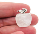 Clear Quartz Apple Crystal Pendant by GemstoneGO, small minimalist gemstone jewelry featuring a transparent quartz apple-shaped pendant.