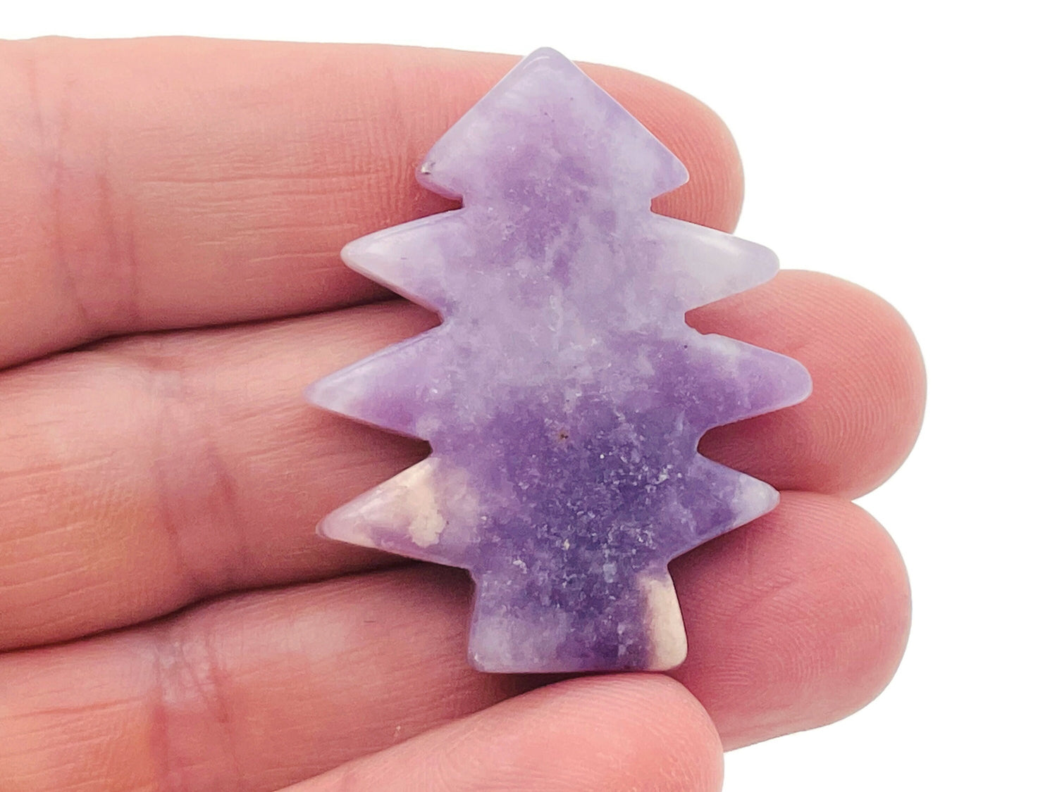 Lepidolite Pine Tree Carving Gemstone - Handmade Tree Stone - TR1008