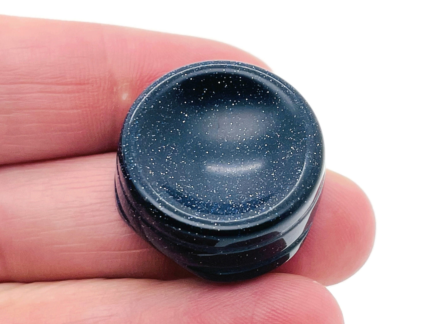 Soporte de esfera de cristal de Goldstone azul - Gema tallada - Decoración del hogar - SD1026