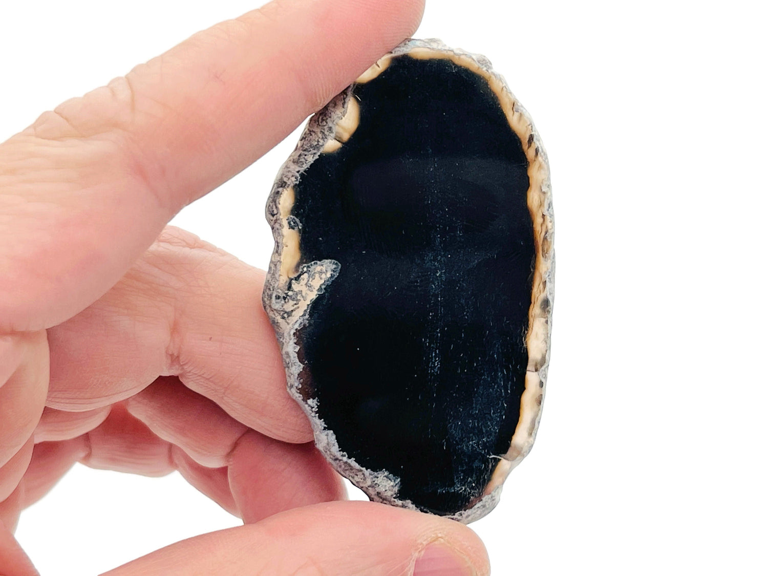 Black Agate Slice - Raw Geode Crystal - RA1178